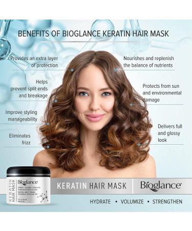 Bioglance Keratin Hair Mask - Restore Shine & Volume with Biotin & Collagen | Hydrating, Volumizing & Strengthening Formula | Made in USA - Buy Online on GoSupps.com