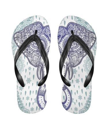 Mnsruu Beautiful Bohemian elephant paisley mandala flop flops flip sandals slippers hotel spa bedroom travel L for men and women medium