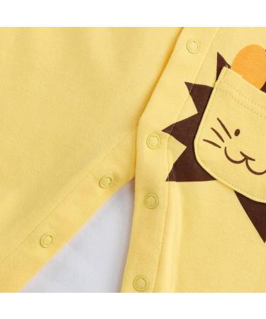 JiAmy Newborn Baby Romper Cotton Footie Long Sleeve Sleepsuit Pajamas - Yellow Lion | 0-3 Months - Buy Online on GoSupps.com