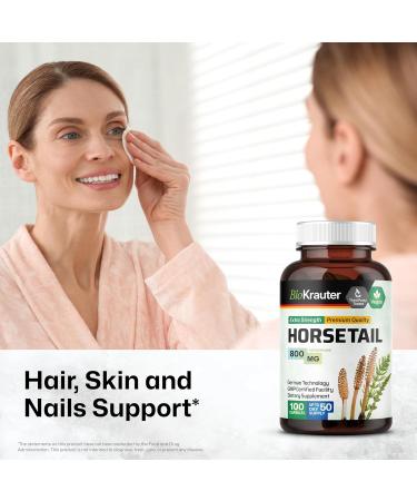 Organic Horsetail Capsules for Hair, Skin & Nails - With Nettle, Green Tea, Ginseng & Ginkgo Biloba - Immune Function & Antioxidant Support - 100 Capsules - Buy Online on GoSupps.com