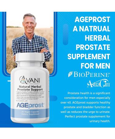 Avani Health AGEprost Prostate Supplement - Reduce Frequent Urination - DHT Blocker - 30 Vegan Capsules - Buy Online on GoSupps.com