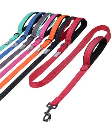 Vivaglory traffic handle dog leash dog leash with two padded handles strong reflective & metal hook training lines for dogs red 1.5 m x 2.5 cm red