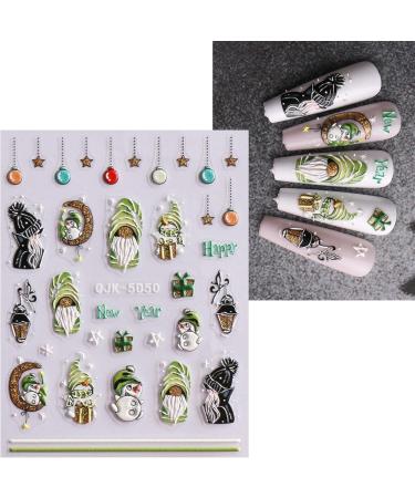3D Christmas Nail Stickers 6 Sheets 5D Self-Adhesive Embossed Nail Decal Cartoon Penguins Snowman Snowflakes Nail Art Decoration Design Supplies - Buy Online on GoSupps.com