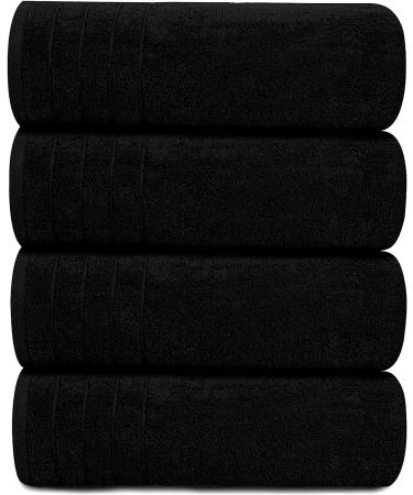 Large 100% Cotton Bath Towels 30x60 Inches - 4 Pack Black Towel Set - Buy Online on GoSupps.com