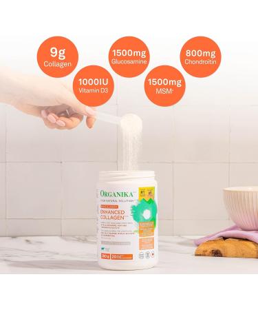 Organika Enhanced Collagen Bone and Joint Powder- with Glucosamine MSM Chondroitin Sulfate & Full Spectrum Collagen Type 1 2 3- Bovine Marine and Chicken Collagen Combination - Buy Online on GoSupps.com