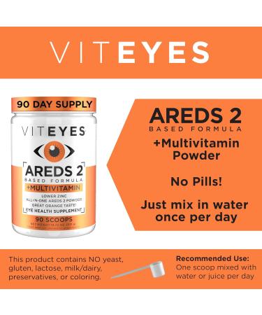 Viteyes AREDS 2 Powder + Multivitamin | Macular Protection Drink with Lutein & Zeaxanthin | Orange Flavor | 90 Scoops - Buy Online on GoSupps.com
