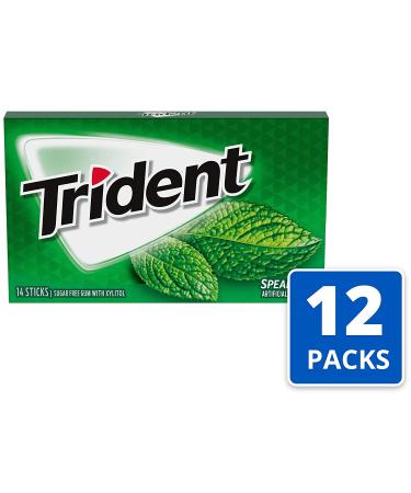 Trident Spearmint Sugar Free Gum 168 Pieces - 12 Packs, 14 Pieces Each - Buy Online on GoSupps.com