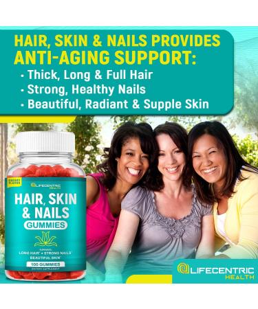Hair Skin and Nails Gummies with High Potency Biotin 5000mcg | Gluten Free Hair Vitamins for Hair Growth | Tasty Gummies for Women, Men, and Kids - Buy Online on GoSupps.com