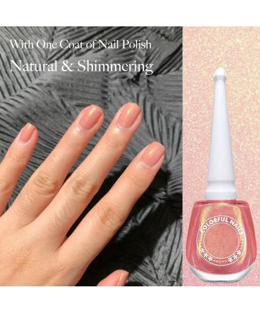Pink Pearl Glitter Nail Polish Shimmering Golden Shell Spiral Holographic Shimmer Quick Dry Nail Varnish Pearlescent Shining Sparkling Long Lasting No UV Need DIY Nail Art Manicure Gift for Women - Buy Online on GoSupps.com