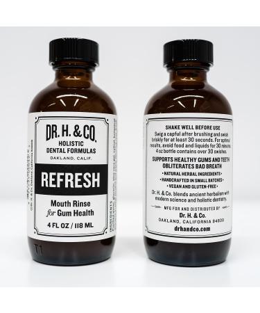 Dr. H. & Co. Refresh Mouthwash - Natural Herbal Holistic Rinse for Healthy Gums & Teeth - 4 oz Glass Bottle - Buy Online on GoSupps.com