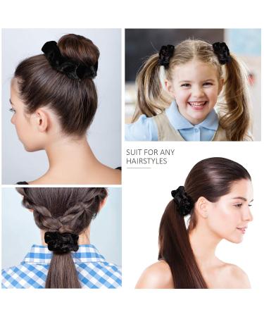 Frcolor Velvet Hair Scrunchies - Pack of 10 Black Elastic Hair Bobbles for Stylish Hairstyles - Buy Online on GoSupps.com