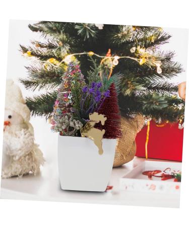 HOMSFOU 2pcs Christmas Simulation Potted Plant Artificial Plant for Desk Decor Festival Potted Plant Adornment Fake Christmas Plants with Fake Flowers Plastic Sisal Tree Outdoor Office Goldenx2pcs 21X11cmx2pcs - Buy Online on GoSupps.com