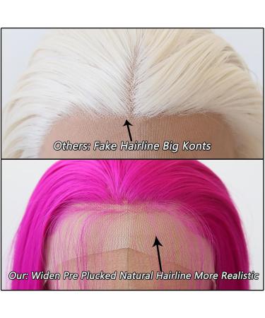 Tawarm Long Smooth Rose Red Lace Front Wig - Synthetic Glue-Free High Temperature Fiber for Women - Bright Pink Straight Daily Wear - Buy Online on GoSupps.com