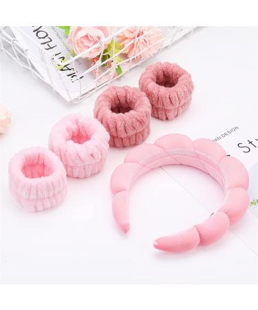 Dillot 5 Pack Pink Sponge Spa Headbands for Women - Puffy Headband for Face Washing, Makeup & Skincare - Shower Hair Accessories - Towel Cloth Fabric Bubble Headband Set - Buy Online on GoSupps.com