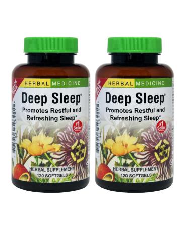 Herbs Etc. Deep Sleep Softgels - Herbal Sleep Support Supplement - Rest & Calming Support with Passionflower Chamomile & Lemon Balm - 120 Softgels (120 Servings) - 2 Pack 120 Count (Pack of 2)