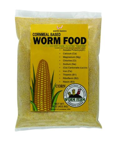1lb Worm Basics Cornmeal Worm Chow w/ Azomite Trace Minerals by The Worm Ferm