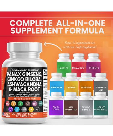 Premium Brain Supplement with Panax Ginseng, Ginkgo Biloba, Ashwagandha & More - 60 Caps - Made in USA - Buy Online on GoSupps.com