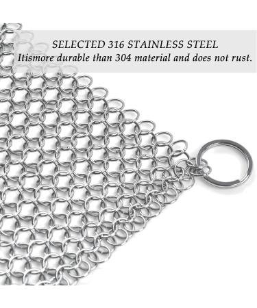 TIMESETL Cast Iron Cleaner Stainless Steel Chainmail Scrubber Cast Iron Skillet Cleaner with Pan Grill Scraper for Skillets Griddles Pans and Woks Set of 3 - Buy Online on GoSupps.com