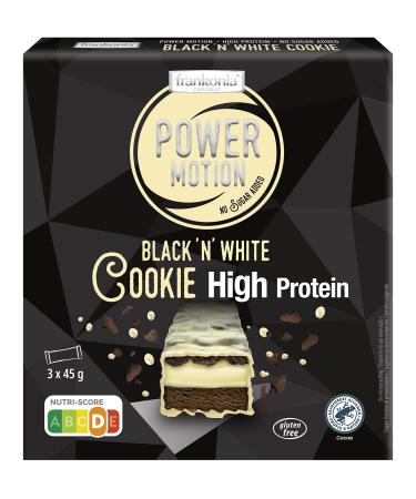frankonia CHOCOLAT Power Motion Protein Bar High Protein Cookie Black 'n' White 3x45g - no sugar added