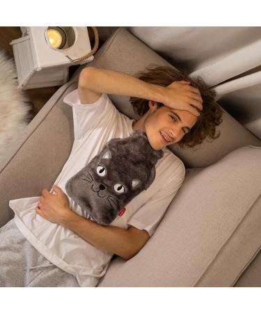 SOXO Plush Hot Water Bottle Cover Hand Warmer for Neck & Back Pain Relief - Kids Cat Design - Buy Online on GoSupps.com