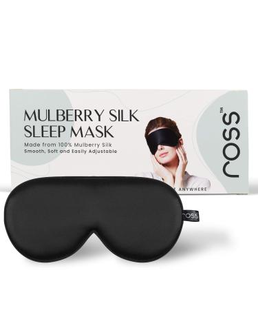 Ross 100% Mulberry Silk Sleep Mask Eye Mask Super Smooth for Blind Fold (Black)