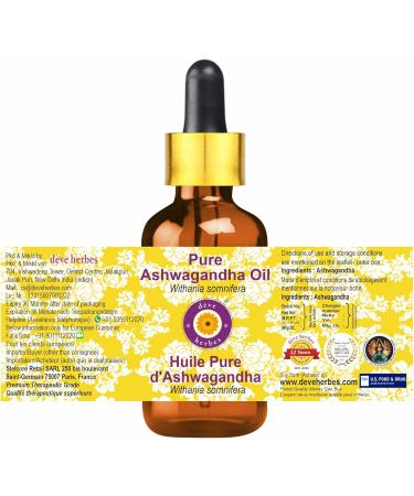 Deve Herbes Pure Ashwagandha Oil (Withania somnifera) with Glass Dropper 50ml (1.69 oz) - Buy Online on GoSupps.com