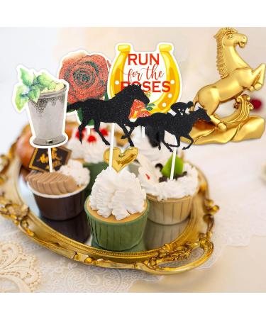 48PCS Glitter Derby Horse Cupcake Toppers Horse Racing Themed Party Decoration - Buy Online on GoSupps.com