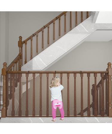Balcony Safety Net for Child,Stairs Banister Guard Mesh 10ft x 2.5ft,Deck Railing Protective Net for Baby Kids Toys Pets (Brown) Brown 1 pack