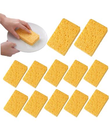 Dish Sponge 12Pcs Non-Scratch Scrub Sponge Absorbent Kitchen Sponges Quick Foaming Dish Scrubber Pads for Effortless Cleaning Dishes Pots Pans Yellow - Buy Online on GoSupps.com