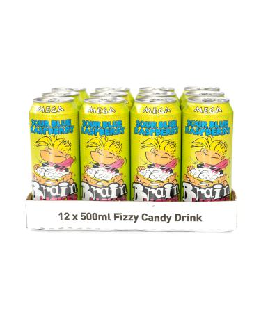 Mega Brain Licker Sour Blue Raspberry Candy Drink American Style Soda 12 Pack x 500ml