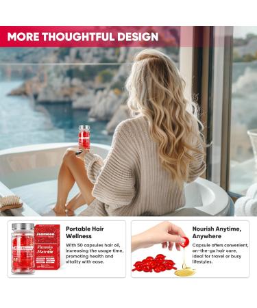 Jaxmoon Hair Treatment Serum - Bali Secret Hair Vitamin with Moroccan Macadamia & Avocado Oils | No Rinse Vitamins A C E & Pro Vit B5 - 50 Capsules - Buy Online on GoSupps.com
