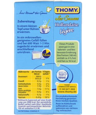Thomy Les Sauces Hollandaise L g re (6 x 250 ml) - Authentic French Sauce for Gourmet Dishes - International Shipping Available - Buy Online on GoSupps.com