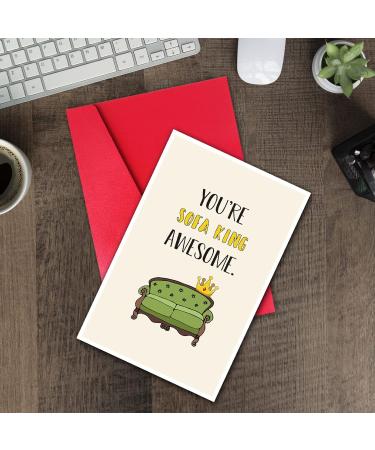 Funny Pun Thank You Card for Sister Brother & Friend - Hilarious "You re Sofa King Awesome" Encouragement Card with Envelopes - Perfect for Any Occasion - Buy Online on GoSupps.com
