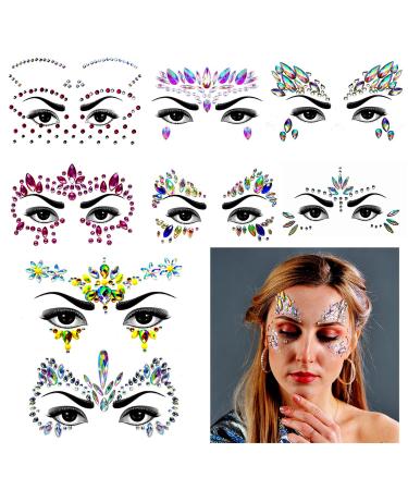 Meredmore 8Sets Festival Face Jewels stickers Body jewels stickers Glitter Rave Face Gems Rhinestones – Eye Body Gems | Rhinestone Stickers | Body Glitter Festival Rave & Party Accessories Pattern10