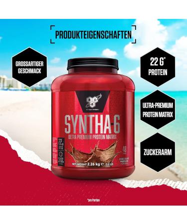 BSN Syntha 6 Ultra-Protein Powder - Chocolate Mudslide Flavor 48 Servings Low Sugar Ideal for Muscle Growth & Repair 2.26 kg - Buy Online on GoSupps.com