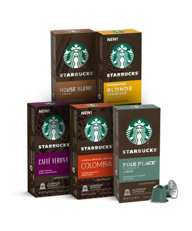 Starbucks by Nespresso Variety Pack Coffee (50-count single serve capsules, compatible with Nespresso Original Line System) Best Seller Variety Pack 10 Count (Pack of 5)