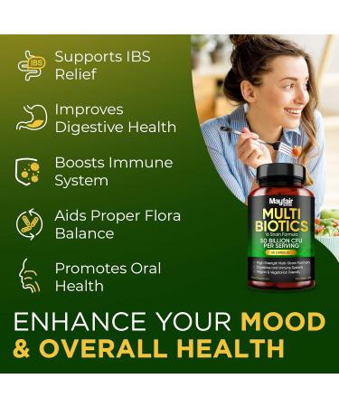 High Strength Vegan Probiotic Complex - 50 Billion CFU with 16 Strains for Women and Men | IBS Relief and Gut Health Supplements - Made in UK - Buy Online on GoSupps.com
