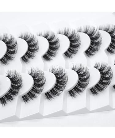 3D Clear Band Soft Faux Mink Cat Eye False Eyelashes - 7 Pairs Natural Wispy Reusable | Happy Heartbeat (No.202) - Buy Online on GoSupps.com