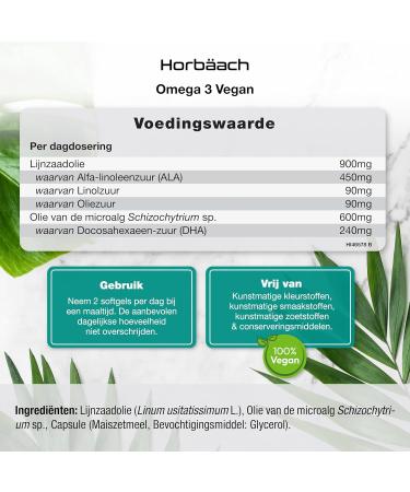 Omega 3 Vegan 1500mg Omega 3 Algae Oil 60 Vegan Softgels DHA & EPA Vegetable Supplement from Horbaach - Buy Online on GoSupps.com