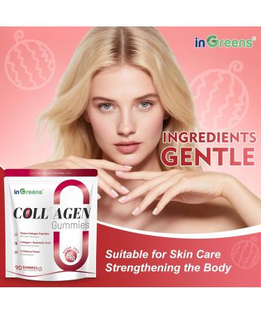 inGreens Collagen Peptides Gummies for Women - 5000mg Hydrolyzed Marine Collagen Sugar Free with Type I II III & Biotin 90 Count - Buy Online on GoSupps.com