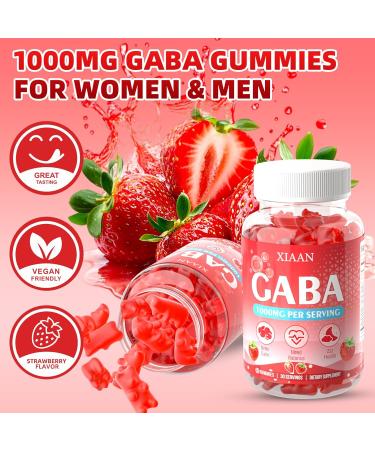 GABA Gummies 1000mg for Kids & Adults Chewable GABA Supplements with L Theanine 5-HTP Ashwagandha Vitamins B6 B12 D3 for Calm & Zzz Sugar-Free/Vegan Strawberry Flavor 60 Count Strawberry 60 Count (Pack of 1) - Buy Online on GoSupps.com