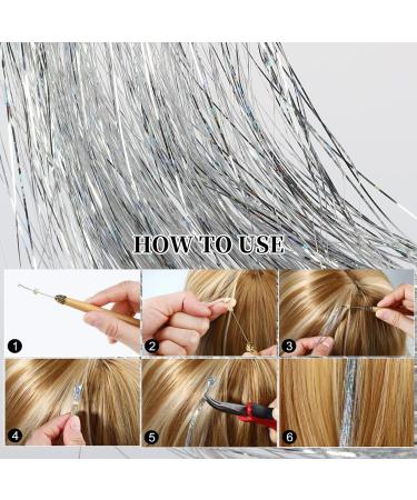 600 Strands Pink Hair Tinsel Extensions Kit for Women & Girls - Sparkling & Heat Resistant Glitter Tinsel Hair - Buy Online on GoSupps.com