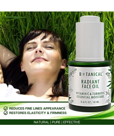 Botanical Radiant Face Oil | Brightening Turmeric & Vitamin C Serum | Organic Natural Skincare with Gua Sha Lift Scraper - 0.6 fl oz - Buy Online on GoSupps.com