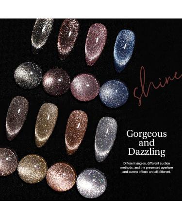X&D Cat Eye Gel Nail Polish Set - Reflective Rainbow with Magnetic Holographic Effect | 7.3 ml Nail Art Varnish for Professional DIY Nail Art - Buy Online on GoSupps.com