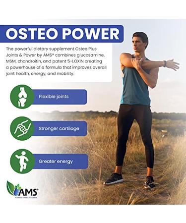Osteo Joint & Power Supplement - America Medic & Science | 74 Caplets for Joint Health Metabolism & Cartilage Support with Boswellia MSM Collagen & Ginseng - Buy Online on GoSupps.com