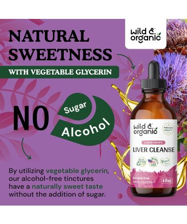 Wild & Organic Liver Cleanse Tincture - Alcohol-Free Detox with Milk Thistle & Dandelion Root - Vegan Liver Health Drops - 4 fl oz - Buy Online on GoSupps.com