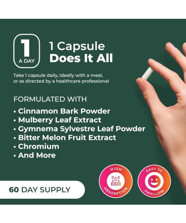 PurePremium Normal Blood Sugar Support Supplement - 20 Active Ingredients Complex to Support Blood Sugar Levels Already in The Normal Range - with Cinnamon, Bitter Melon, Chromium, Mulberry - 60ct Blood Sugar Support 1 Coun  - Buy Online on GoSupps.com