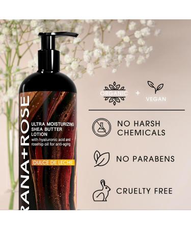 Ultra Moisturizing Organic Vegan Shea Butter Lotion with Hyaluronic Acid & Rosehip Oil - Anti-Aging Body & Hand Lotion (16oz Dulce De Leche - Buy Online on GoSupps.com