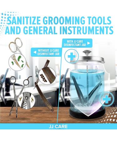JJ CARE Disinfectant Jar (21 oz) with Removable Basket and Stainless Steel Cap - Ideal for Salon, Manicure Implements, and Barber Tools - Buy Online on GoSupps.com