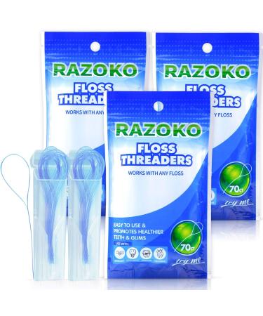 Floss Threaders | for Braces, Bridges, and Implants |210PCS (Pack of 3) 70 Count (Pack of 3)